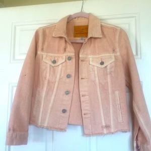 Lucky Brand cropped Light pink vintage style Jean jacket